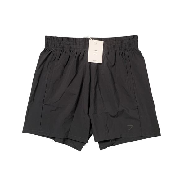 Gymshark Shorts Womens Small Black Woven Pocket Regular Fit High Waisted Active - Picture 1 of 11